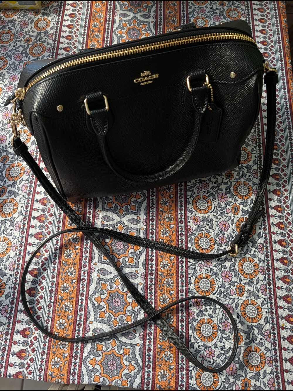 Coach Black Leather Satchel with Gold Hardware